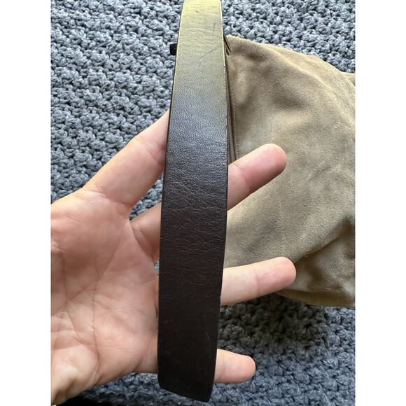 VTG Eddie Bauer Suede Shoulder Tote Bag Purse Tan Y2k Brown Cow Leather - Picture 4 of 13